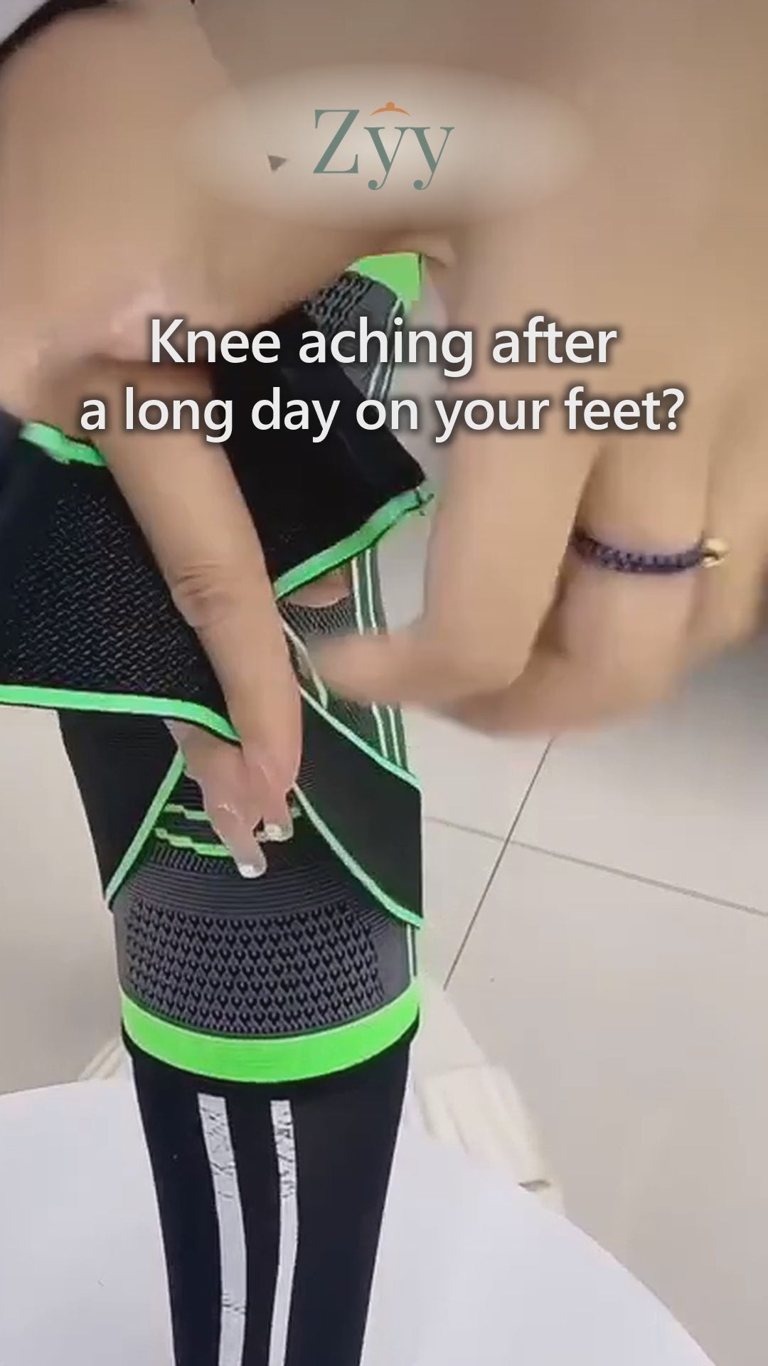 Knee support brace worn on the knee, Zyy video