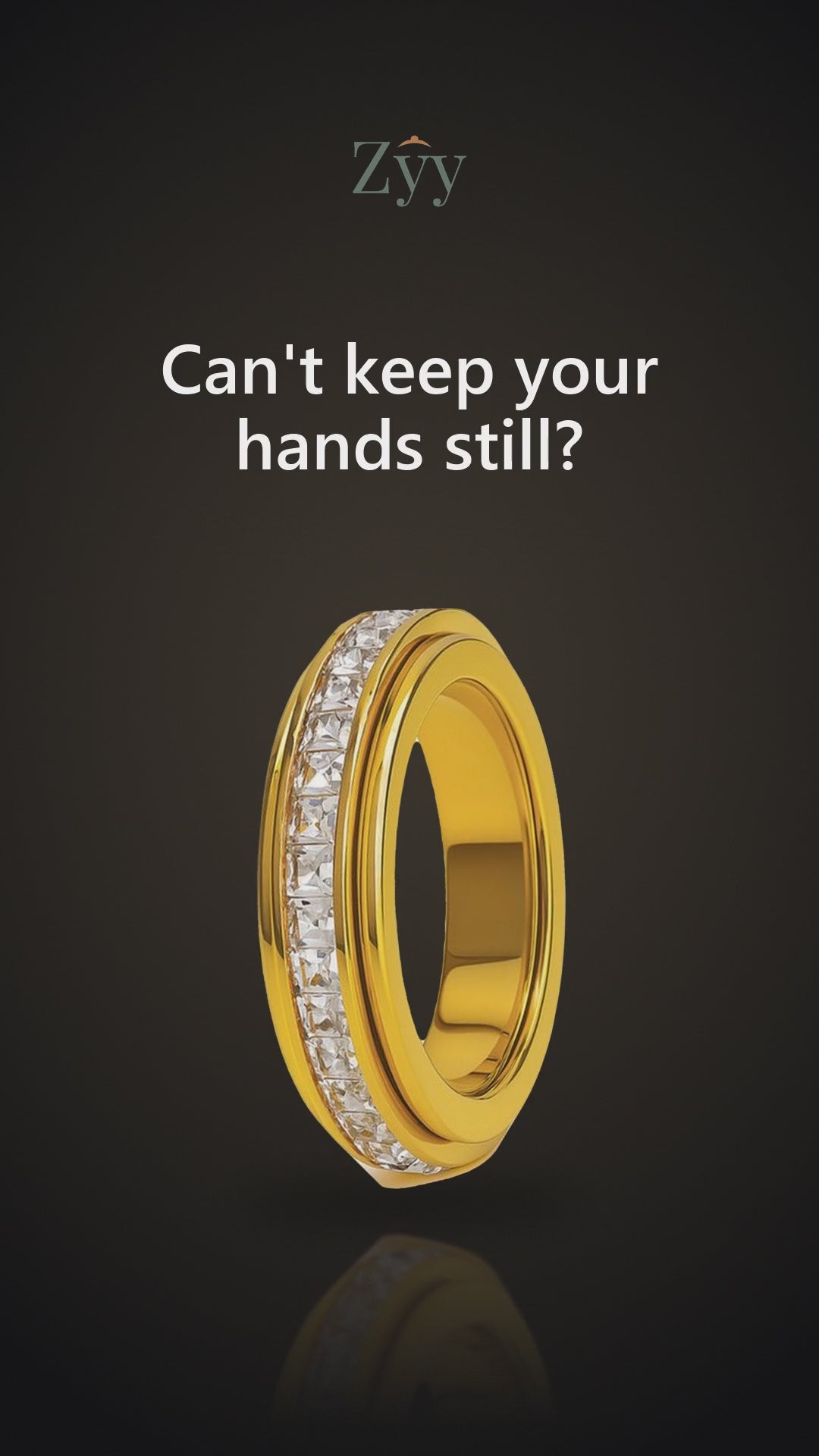 Gold anxiety spinner ring spinning, Zyy video