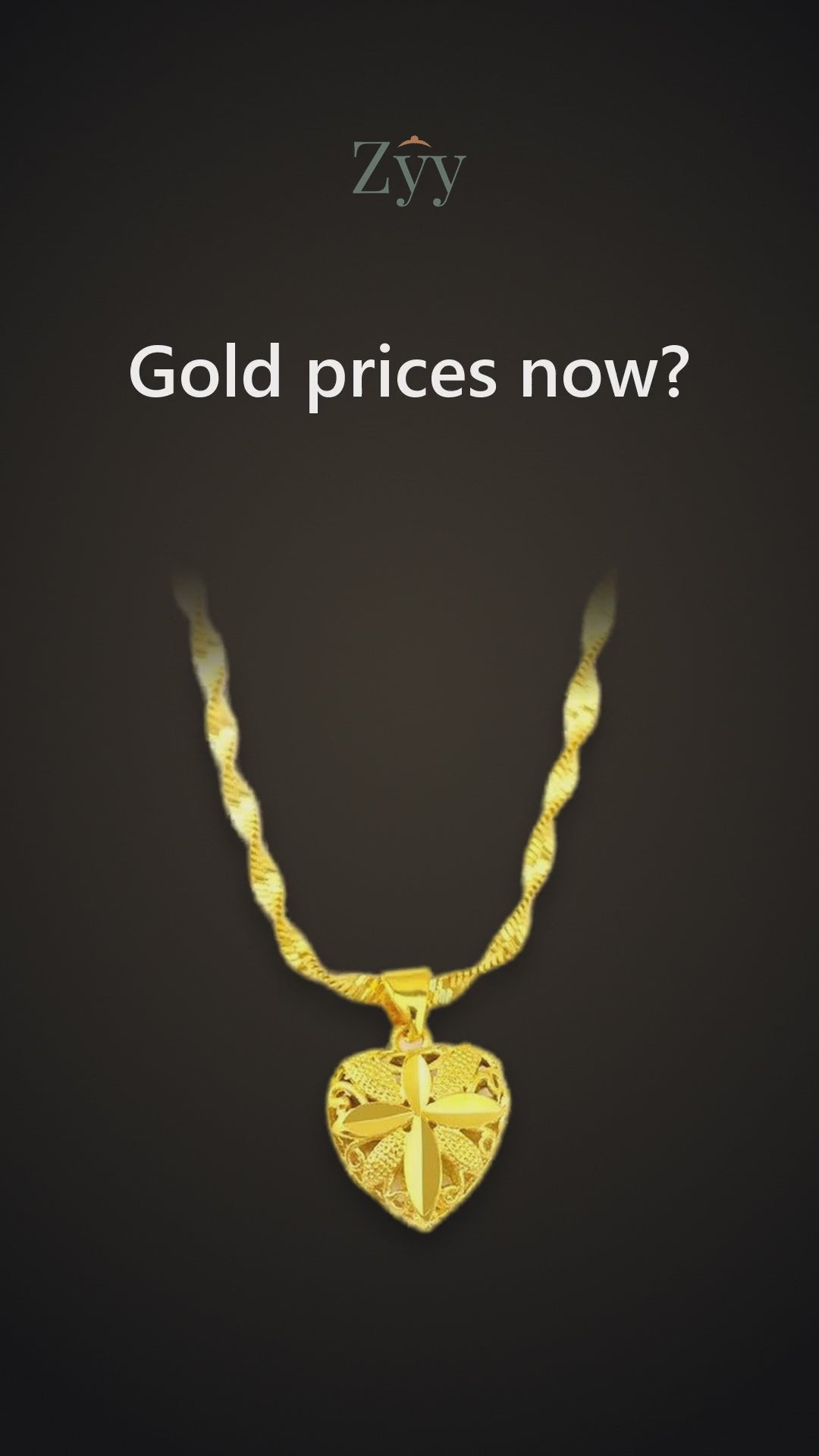 Gold heart necklace close-up, Zyy video